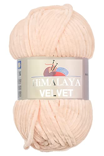 Strickfein Himalaya Velvet Wolle - 100% Micro-Polyester, 100g / 120m, Stärke 6 Super Bulky, Nadeln 8mm, Ideal für Pullover, Schals, Mützen & Heimtextilien - Pastellachs 90053 von Strickfein