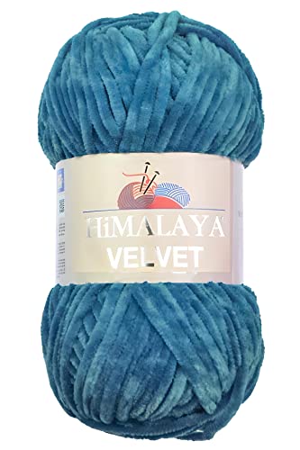 Strickfein Himalaya Velvet Wolle - 100% Micro-Polyester, 100g / 120m, Stärke 6 Super Bulky, Nadeln 8mm, Ideal für Pullover, Schals, Mützen & Heimtextilien - Petrol 90041 von Strickfein