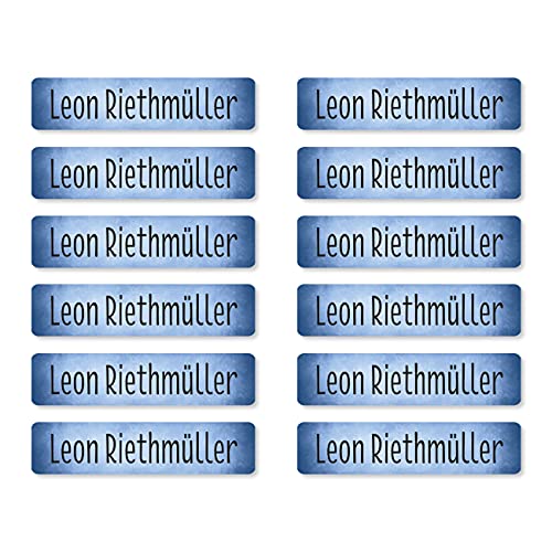 Striefchen® 200 Namensetiketten 40mm x 10mm, selbstklebend für Hefte, Bücher und Arbeitsmaterialien in verschiedenen Farben - abwaschbar Blau - hell von Striefchen