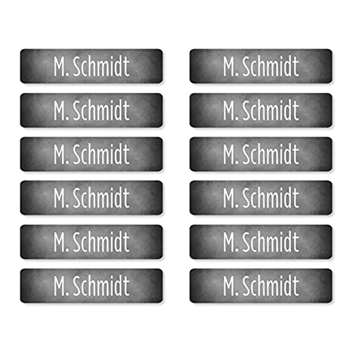 Striefchen® 200 Namensetiketten 40mm x 10mm, selbstklebend für Hefte, Bücher und Arbeitsmaterialien in verschiedenen Farben - abwaschbar Grau von Striefchen