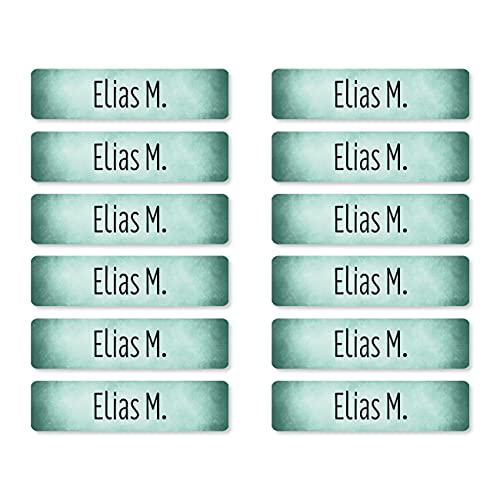 Striefchen® 200 Namensetiketten 40mm x 10mm, selbstklebend für Hefte, Bücher und Arbeitsmaterialien in verschiedenen Farben - abwaschbar Grün - Mint von Striefchen