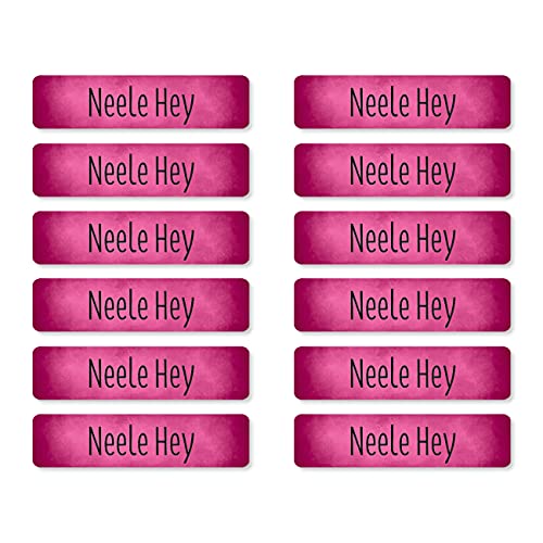 Striefchen® 200 Namensetiketten 40mm x 10mm, selbstklebend für Hefte, Bücher und Arbeitsmaterialien in verschiedenen Farben - abwaschbar Pink von Striefchen