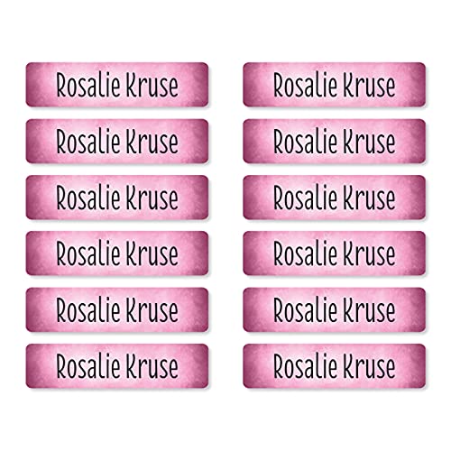 Striefchen® 200 Namensetiketten 40mm x 10mm, selbstklebend für Hefte, Bücher und Arbeitsmaterialien in verschiedenen Farben - abwaschbar Rosa von Striefchen