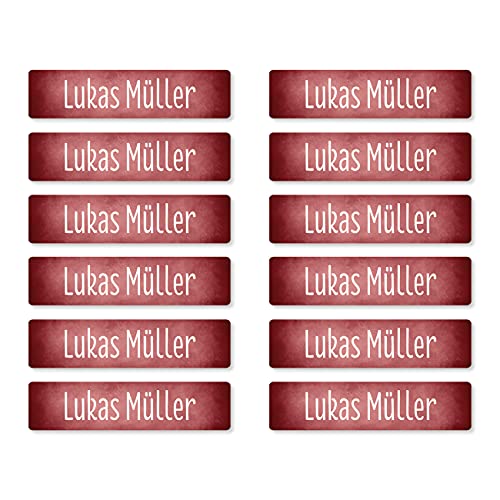 Striefchen® 200 Namensetiketten 40mm x 10mm, selbstklebend für Hefte, Bücher und Arbeitsmaterialien in verschiedenen Farben - abwaschbar Rot von Striefchen
