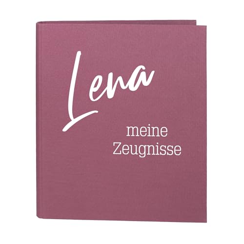 Striefchen® Dokumentenmappe personalisiert mit Name und Wunschtext – Leinenstoff – 5 Farben zur Auswahl – DIN A4 – 4-Ring-Ordner für Schüler, Studenten, Büro zur Aufbewahrung Dokumenten (Rosa) von Striefchen