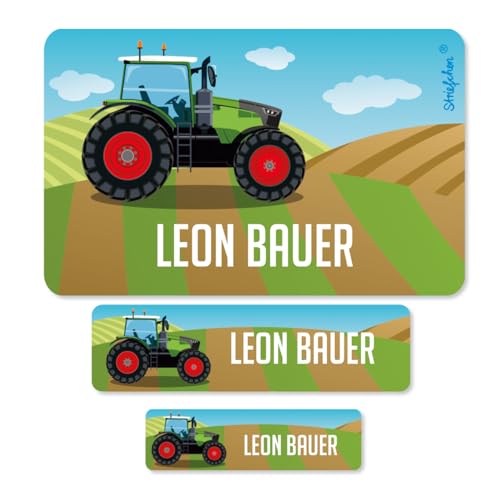 Striefchen® Namensaufkleber für die Schule - Traktor - mit Wunschnamen von Striefchen