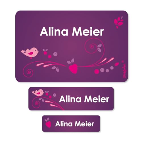 Striefchen® Schuletiketten für Mädchen in Lila mit gratis Aufdruck des Namens von Striefchen