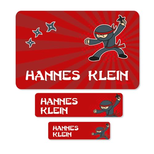 Striefchen® Schuletiketten zum Schulbeginn mit gratis Aufdruck des Namens im Ninja Stil von Striefchen