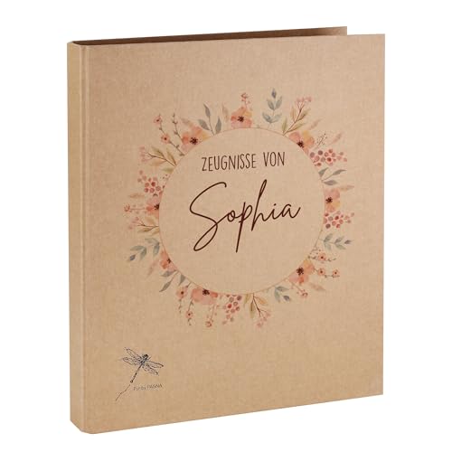 Striefchen® Zeugnismappe mit Motivauswahl, personalisierbar oder neutral, A4, Namensaufdruck (Blumenkranz) von Striefchen