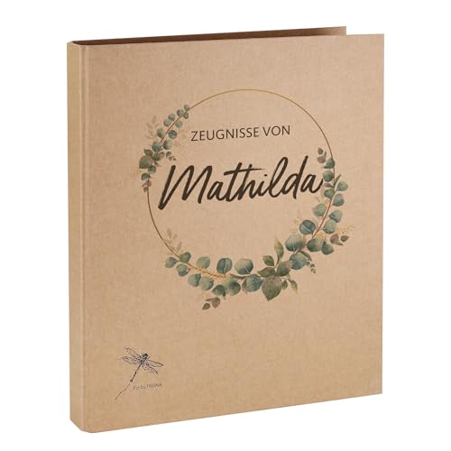 Striefchen® Zeugnismappe mit Motivauswahl, personalisierbar oder neutral, A4, Namensaufdruck (Eukalyptus) von Striefchen