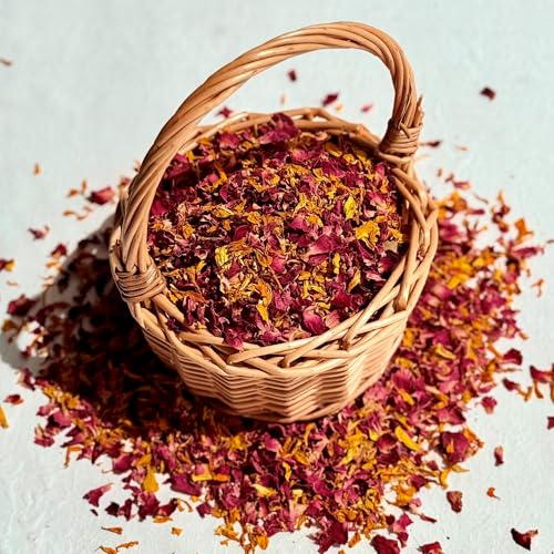 'Indischer Sommer' Deep Burgunderrot Rose & Orange Ringelblume Hochzeitskonfetti Öko biologisch abbaubare natürliche Blütenblätter 1 Liter (326) von Stripey Finds