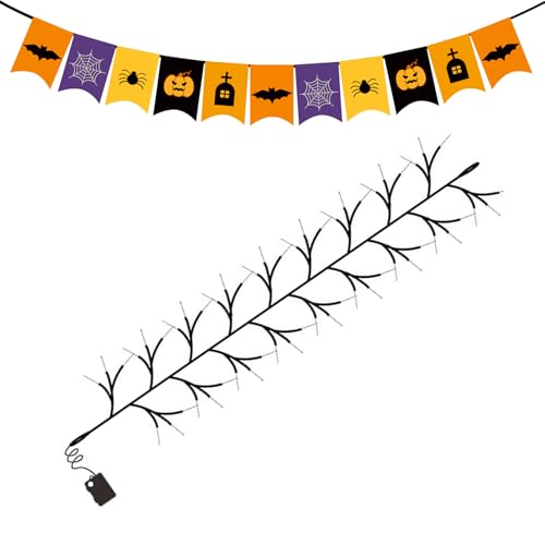 Halloween- – Festival Rebenlichter für Zuhause | Weinreben-Beleuchtungsgerät Halloween Baumschmuck für Wohnzimmer Garten Terrasse Hausbesitzer Event Dekorateure Partyplaner von Stronrive