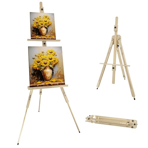 Stuelloaf Stativ-Staffelei zum Malen, Kunst-Staffelei aus Holz für Erwachsene oder Studenten, hält 1 oder 2 Leinwände bis zu 152,4 cm, tragbare Staffelei zum Zeichnen, Landschaftskünstler Stuelloaf Stativ-Staffelei zum Malen, Kunst-Staffelei aus Holz für Erwachsene oder Studenten, hält 1 oder 2 Leinwände bis zu 152,4 cm, tragbare Staffelei zum Zeichnen, Landschaftskünstler von Stuelloaf