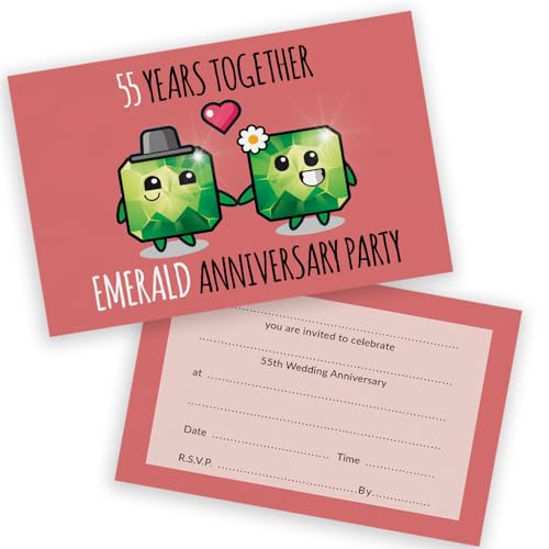 Einladungen zum 55. Jahrestag – 55 Jahre zusammen, 20 Stück – Hochzeitseinladungen für Freunde und Familie, A6, Partyeinladungen, Einladungskarten mit Klappumschlägen Einladungen zum 55. Jahrestag – 55 Jahre zusammen, 20 Stück – Hochzeitseinladungen für Freunde und Familie, A6, Partyeinladungen, Einladungskarten mit Klappumschlägen von Stuff4