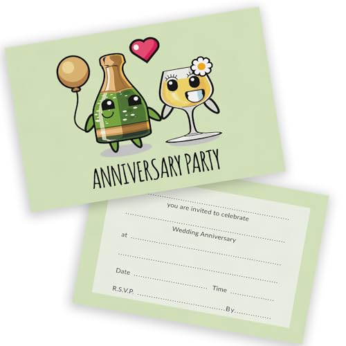 Einladungen zum Jahrestag, Champagner-Feier, 20 Stück, Hochzeitstagseinladungen für Freunde, Familie, A6, Partyeinladungen, Einladungskarten mit Klappumschlägen Einladungen zum Jahrestag, Champagner-Feier, 20 Stück, Hochzeitstagseinladungen für Freunde, Familie, A6, Partyeinladungen, Einladungskarten mit Klappumschlägen von Stuff4