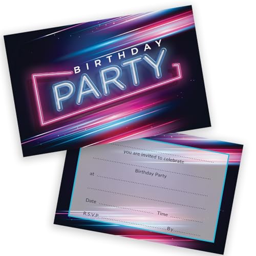 Geburtstagsparty-Einladungen für Männer und Frauen – Disco Neonlichter 20 Stück – Erwachsene Geburtstagseinladungen für Freunde Familie A6 Geburtstagsparty-Einladungen Einladungskarten mit Geburtstagsparty-Einladungen für Männer und Frauen – Disco Neonlichter 20 Stück – Erwachsene Geburtstagseinladungen für Freunde Familie A6 Geburtstagsparty-Einladungen Einladungskarten mit von Stuff4