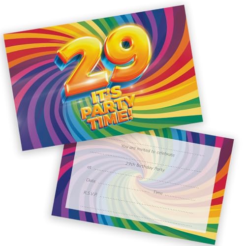 Party-Einladungen zum 29. Geburtstag, für Männer und Frauen, mit Klappumschlägen, 28 Stück von Stuff4