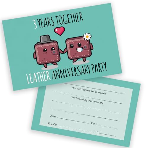 Party-Einladungen zum 3. Jahrestag – 3 Jahre zusammen, 20 Stück – Hochzeitseinladungen für Freunde und Familie, A6, Partyeinladungen, Einladungskarten mit Klappumschlägen Party-Einladungen zum 3. Jahrestag – 3 Jahre zusammen, 20 Stück – Hochzeitseinladungen für Freunde und Familie, A6, Partyeinladungen, Einladungskarten mit Klappumschlägen von Stuff4