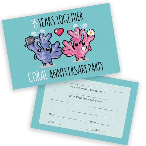 Party-Einladungen zum 35. Jahrestag – 35 Jahre zusammen, 20 Stück – Hochzeitseinladungen für Freunde und Familie, A6, Partyeinladungen, Einladungskarten mit Klappumschlägen Party-Einladungen zum 35. Jahrestag – 35 Jahre zusammen, 20 Stück – Hochzeitseinladungen für Freunde und Familie, A6, Partyeinladungen, Einladungskarten mit Klappumschlägen von Stuff4