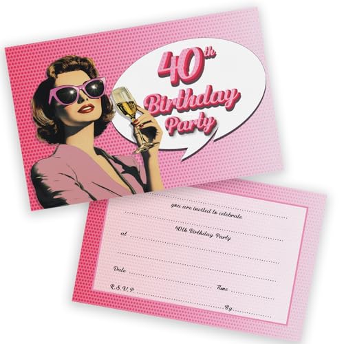 Party-Einladungen zum 40. Geburtstag, für Männer und Frauen, Retro-Champagner, 28 Stück, für Erwachsene, Geburtstagseinladungen für Freunde, Familie, A6, Geburtstagsparty, Einladungskarten mit Party-Einladungen zum 40. Geburtstag, für Männer und Frauen, Retro-Champagner, 28 Stück, für Erwachsene, Geburtstagseinladungen für Freunde, Familie, A6, Geburtstagsparty, Einladungskarten mit von Stuff4