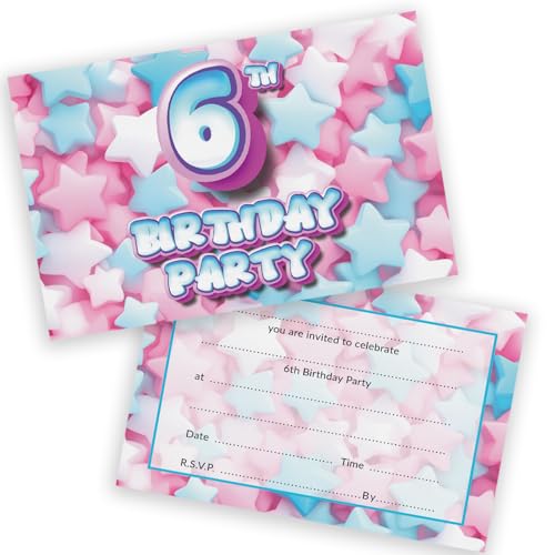 Party-Einladungen zum 6. Geburtstag für Kinder – Sweet Marshmallow 20 Stück – Kindergeburtstagseinladungen für Jungen/Mädchen A6 Geburtstagsparty-Einladungskarten mit Klappumschlägen Party-Einladungen zum 6. Geburtstag für Kinder – Sweet Marshmallow 20 Stück – Kindergeburtstagseinladungen für Jungen/Mädchen A6 Geburtstagsparty-Einladungskarten mit Klappumschlägen von Stuff4