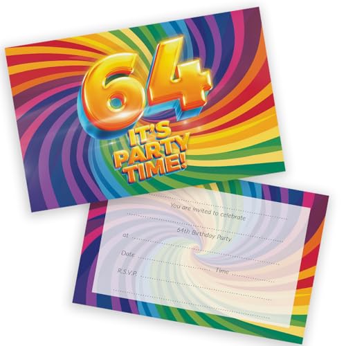 Party-Einladungen zum 64. Geburtstag, für Männer und Frauen, mit Klappumschlägen, 28 Stück Party-Einladungen zum 64. Geburtstag, für Männer und Frauen, mit Klappumschlägen, 28 Stück von Stuff4