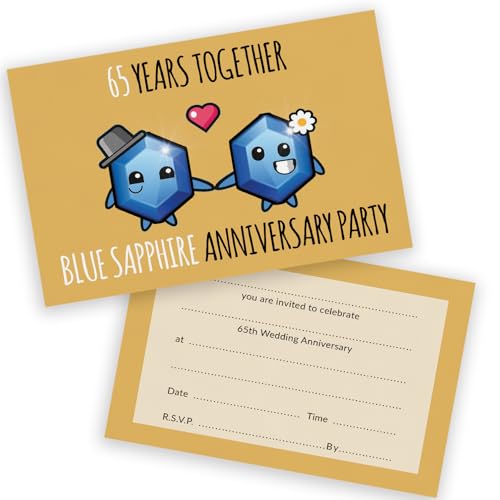 Party-Einladungen zum 65. Jahrestag – 65 Jahre zusammen, 20 Stück – Hochzeitseinladungen für Freunde und Familie, A6, Partyeinladungen, Einladungskarten mit Klappumschlägen Party-Einladungen zum 65. Jahrestag – 65 Jahre zusammen, 20 Stück – Hochzeitseinladungen für Freunde und Familie, A6, Partyeinladungen, Einladungskarten mit Klappumschlägen von Stuff4