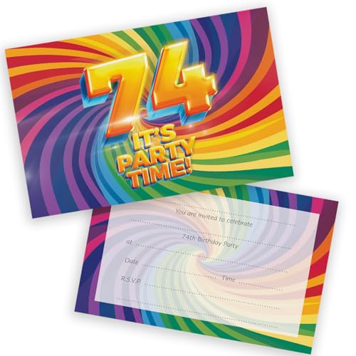 Party-Einladungen zum 74. Geburtstag, für Männer und Frauen, mit Klappumschlägen, 28 Stück von Stuff4