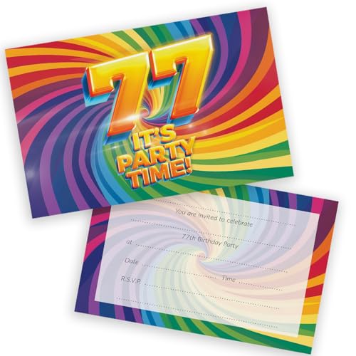 Party-Einladungen zum 77. Geburtstag, für Männer und Frauen, mit Klappumschlägen, 20 Stück von Stuff4