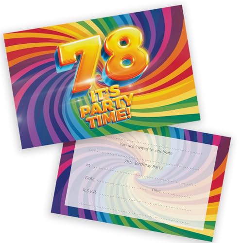 Party-Einladungen zum 78. Geburtstag, für Männer und Frauen, mit Klappumschlägen, 20 Stück Party-Einladungen zum 78. Geburtstag, für Männer und Frauen, mit Klappumschlägen, 20 Stück von Stuff4