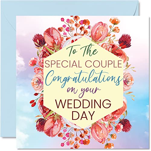 Stuff4 Hochzeitskarten für Braut und Bräutigam – Herzlichen Glückwunsch an das besondere Paar – Happy Wedding Day Karten, Glückwunschkarte Congrats Well Done Just Married, 145 mm x 145 mm Stuff4 Hochzeitskarten für Braut und Bräutigam – Herzlichen Glückwunsch an das besondere Paar – Happy Wedding Day Karten, Glückwunschkarte Congrats Well Done Just Married, 145 mm x 145 mm von Stuff4