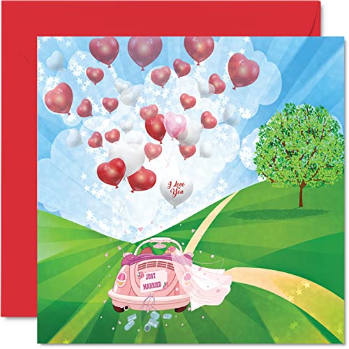 Stuff4 Hochzeitskarten für Braut und Bräutigam – Just Married – Happy Wedding Day Karten Glückwunschkarte Congrats Well Done Just Married, 145 mm x 145 mm Hochzeitsgrußkarten für Paare Stuff4 Hochzeitskarten für Braut und Bräutigam – Just Married – Happy Wedding Day Karten Glückwunschkarte Congrats Well Done Just Married, 145 mm x 145 mm Hochzeitsgrußkarten für Paare von Stuff4