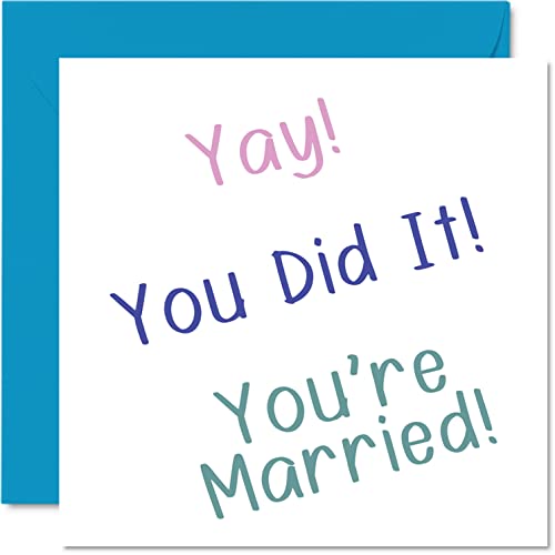 Stuff4 Hochzeitskarten für Braut und Bräutigam – Yay! You did it! You're Married! – Happy Wedding Day Karten, Congrats Well Done Just Married Karte, 145 mm x 145 mm von Stuff4