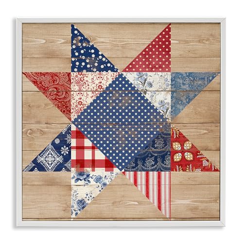 Stupell Industries Rustikales Americana-Steppmuster, gerahmt, Giclée-Kunst-Design von Susan Arnot, 61 x 61 cm, Weiß von Stupell Industries