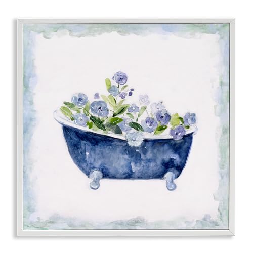 Stupell Industries Sally Swatland Badewannen-Bordüre, Blumenmuster, Blau von Stupell Industries