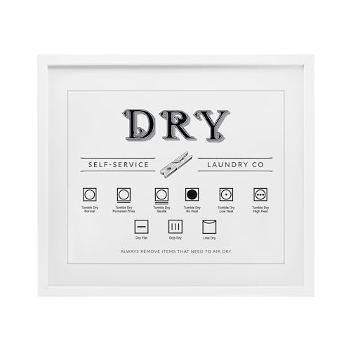 Stupell Industries Trockenzyklus-Anweisungstabelle mit weißem Rahmen, Druck unter Glas, beschriftet und liniert, 43,2 x 53,3 cm von Stupell Industries