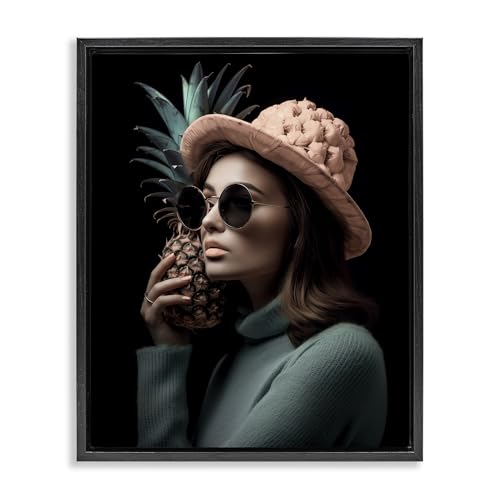 Stupell Industries Ziwei Li Leinwandbild, Motiv Chic Girl mit Ananas, gerahmt von Stupell Industries