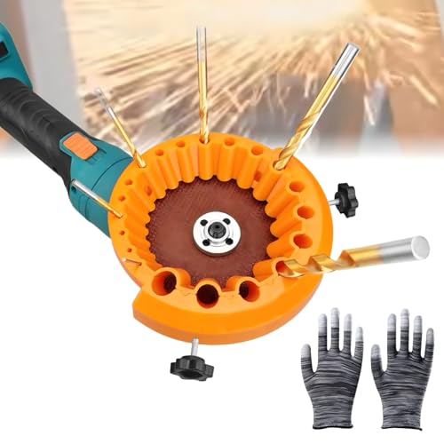 StyBtt Bohrerschleifgerät, Neu Bohrerschärfgerät, Upgrade Bohrer schärfer, Bohrerschleifer Für Bohrer von 2-13mm und 115mm/125mm Schleifmaschine, mit Handschuhe (Orange Farbe) von StyBtt