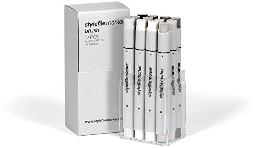Stylefile Brush Marker, 12er Set, Grau, Nicht zutreffend von Stylefile
