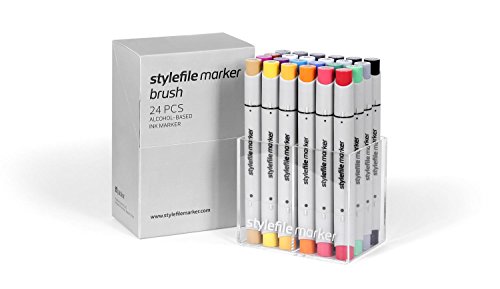 Stylefile Brush Marker Main A, 24er Set, Black/Blue/Green/Grey/Orange/Purple/Red/Violet/Yellow, Nicht zutreffend von Stylefile