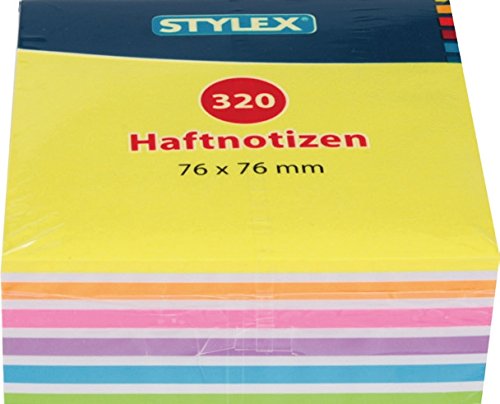 1x Haftnotizen Block 76 x 76 mm in Neonfarben mit je 320 Blättern selbstklebend von Stylex