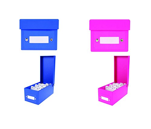 2x Lernbox DIN A8 - Karteikasten - 800 Karteikarten/je 1x pink, blau von Stylex