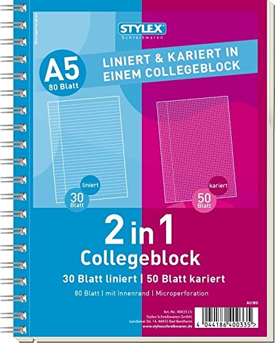 Duo Collegeblock (1, DIN A5) von Stylex