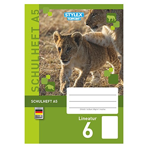 STYLEX 29706 Schulheft mit tollen Tiermotiven, Verschiedene Lineaturen, DIN A5, 16 Blatt STYLEX 29706 Schulheft mit tollen Tiermotiven, Verschiedene Lineaturen, DIN A5, 16 Blatt von Stylex