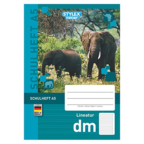 STYLEX 29715 Schulheft mit tollen Tiermotiven, Verschiedene Lineaturen, DIN A5, 16 Blatt STYLEX 29715 Schulheft mit tollen Tiermotiven, Verschiedene Lineaturen, DIN A5, 16 Blatt von Stylex