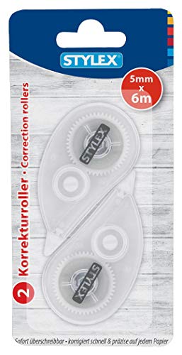 Stylex 31039 - Korrekturroller, Bandbreite 5 mm, Bandlänge 6 m, sofort überschreibbar, korrigiert schnell und präzise auf jedem Papier, 2 Stück Stylex 31039 - Korrekturroller, Bandbreite 5 mm, Bandlänge 6 m, sofort überschreibbar, korrigiert schnell und präzise auf jedem Papier, 2 Stück von Stylex