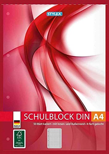 Schulblock Toppoint A4 kariert 50Blatt gelocht von Stylex