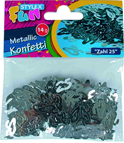 Stylex 14084 - Konfetti, "Zahl 25", 14 g, metallic silber von Stylex