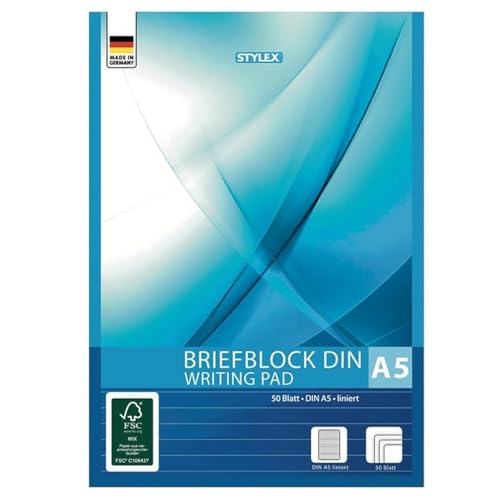 Stylex 2002475 Schreibblock mit Linien, Blau Weiss von Stylex