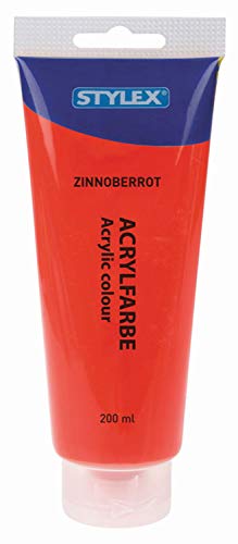 Stylex 28523 - Acrylfarbe auf Wasserbasis, 200 ml Tube in zinnoberrot, matt, hohe Deck- und Farbkraft, lichtbeständig, schnelltrocknend und wasserfest Stylex 28523 - Acrylfarbe auf Wasserbasis, 200 ml Tube in zinnoberrot, matt, hohe Deck- und Farbkraft, lichtbeständig, schnelltrocknend und wasserfest von Stylex